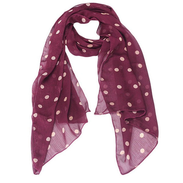 Long Wrap Shawl Polka Dot Chiffon Scarf - Dash Plaz
