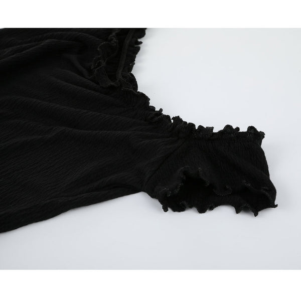 Off Shoulder Mini Short Sleeve Crimping Dress - Dash Plaz