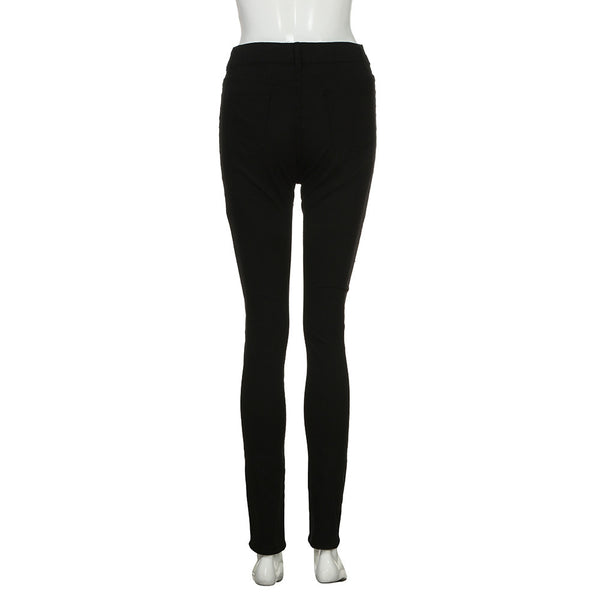 High Waist Stretch Slim Pencil Skinny Ripped Holes Jeans - Dash Plaz