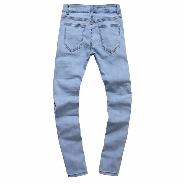 Men's Ripped Slim Fit Motorcycle Vintage Denim Jeans - Dash Plaz