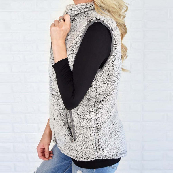 Women' Winter Warm  Faux Fur Zip Up Sherpa Jacket - Dash Plaz