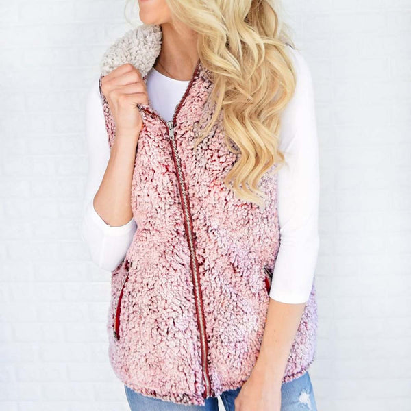Women' Winter Warm  Faux Fur Zip Up Sherpa Jacket - Dash Plaz