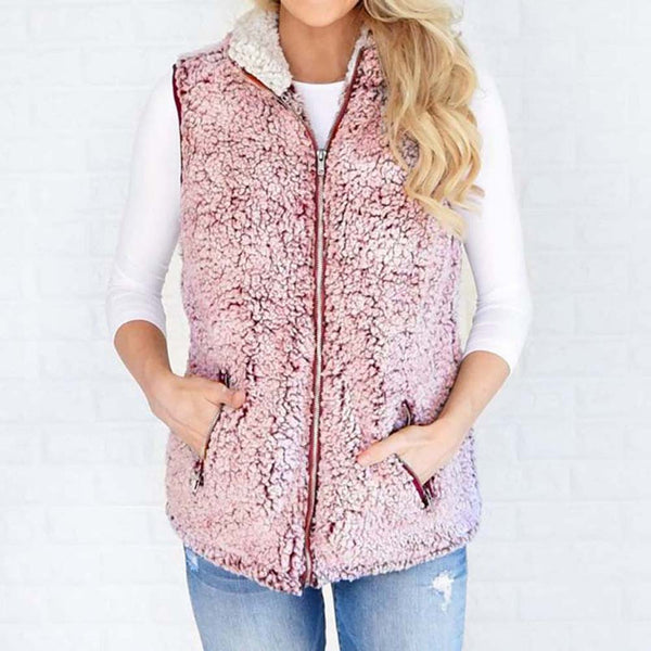 Women' Winter Warm  Faux Fur Zip Up Sherpa Jacket - Dash Plaz