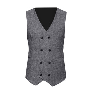 Slim Fit Formal Tweed Check Double Breasted Waistcoat - Dash Plaz