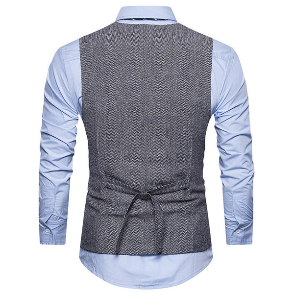 Slim Fit Formal Tweed Check Double Breasted Waistcoat - Dash Plaz