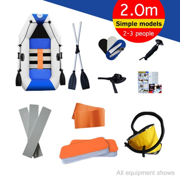 Inflatable Cushions 2-4 People Rubber Rowing Thick Hard Bottom Fishing Net Boat - Dash Plaz