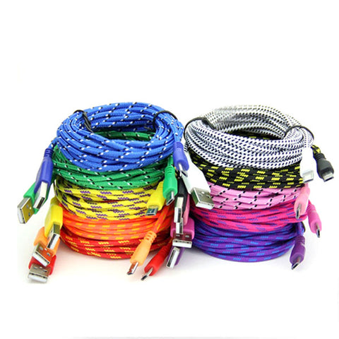 Extra Long (10 Ft) Fiber Cloth Sync & Charge USB Android Cable - Dash Plaz
