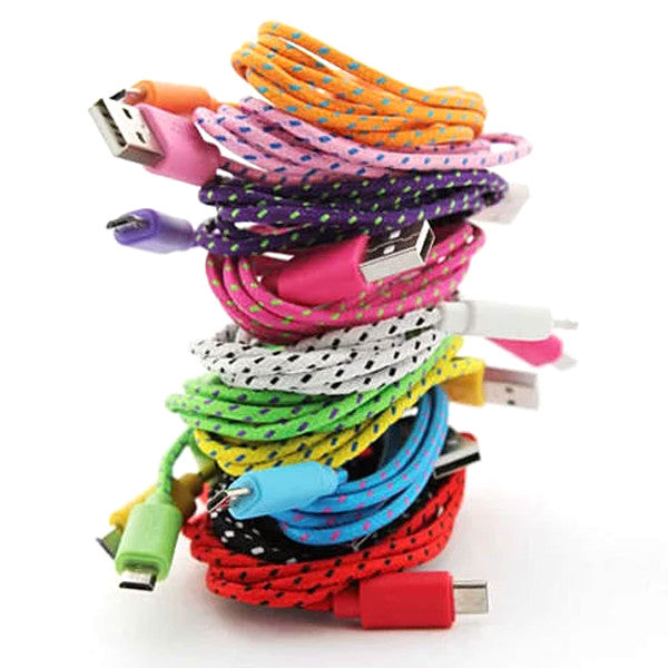 Extra Long (10 Ft) Fiber Cloth Sync & Charge USB Android Cable - Dash Plaz