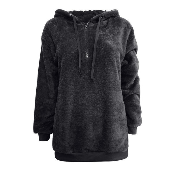 Women Hooded Winter Warm Wool Zipper Pockets Cotton Coat - Dash Plaz