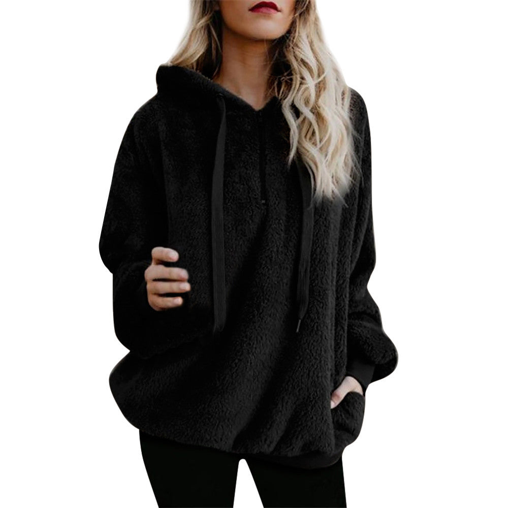 Women Hooded Winter Warm Wool Zipper Pockets Cotton Coat - Dash Plaz