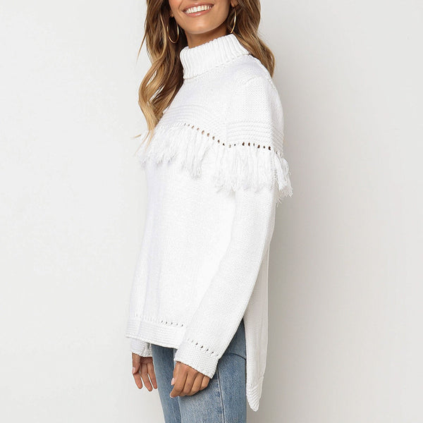 hollow out turtle neck casual jumper Winter pullover sweater - Dash Plaz