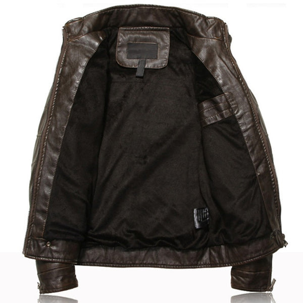 Men's Leather Motorcycle PU Slim Fit Jacket - Dash Plaz