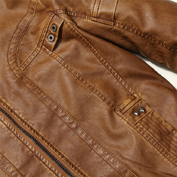 Men's Leather Motorcycle PU Slim Fit Jacket - Dash Plaz