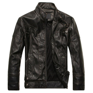 Men's Leather Motorcycle PU Slim Fit Jacket - Dash Plaz