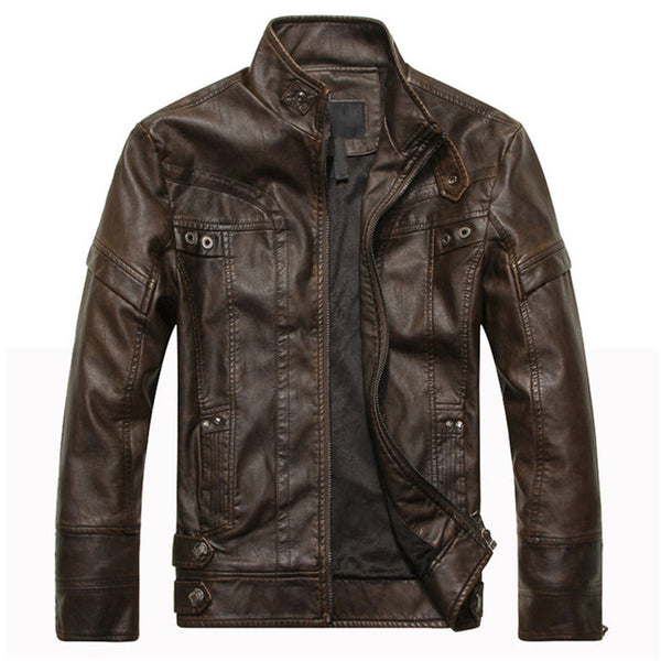 Men's Leather Motorcycle PU Slim Fit Jacket - Dash Plaz