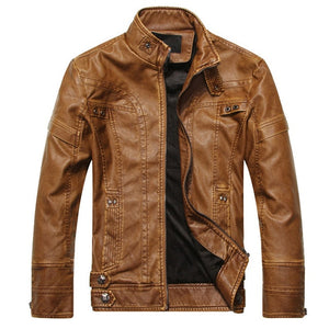 Men's Leather Motorcycle PU Slim Fit Jacket - Dash Plaz