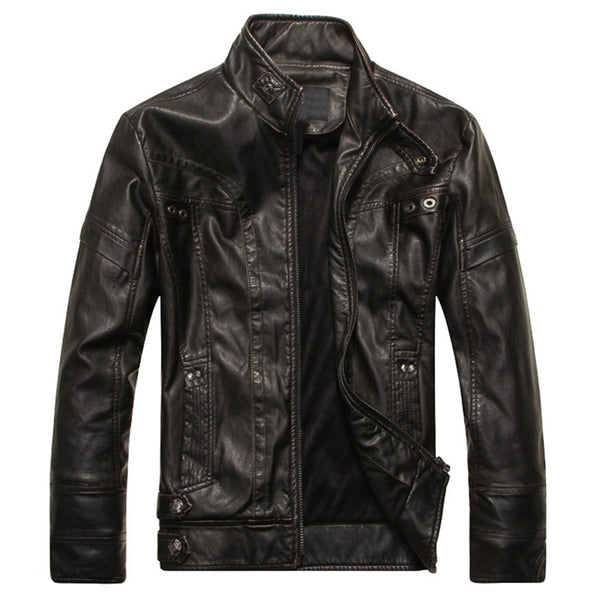 Men's Leather Motorcycle PU Slim Fit Jacket - Dash Plaz