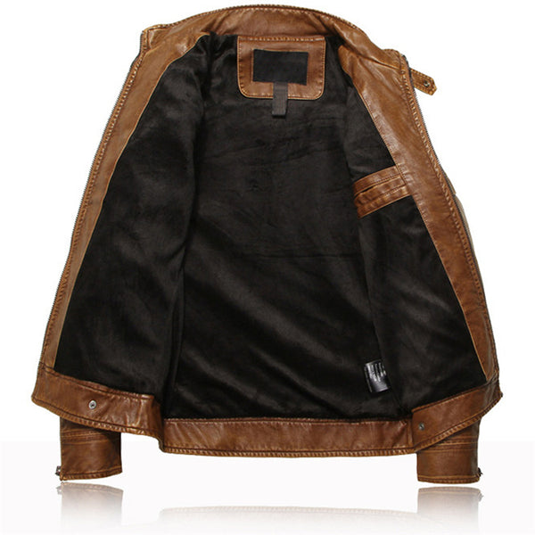 Men's Leather Motorcycle PU Slim Fit Jacket - Dash Plaz