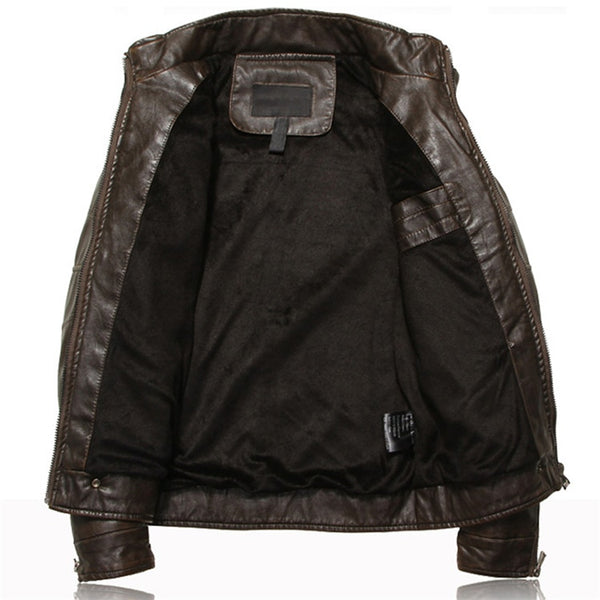 Men's Leather Motorcycle PU Slim Fit Jacket - Dash Plaz