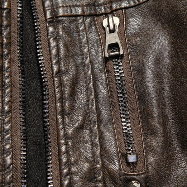 Men's Leather Motorcycle PU Slim Fit Jacket - Dash Plaz