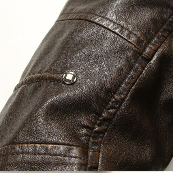 Men's Leather Motorcycle PU Slim Fit Jacket - Dash Plaz