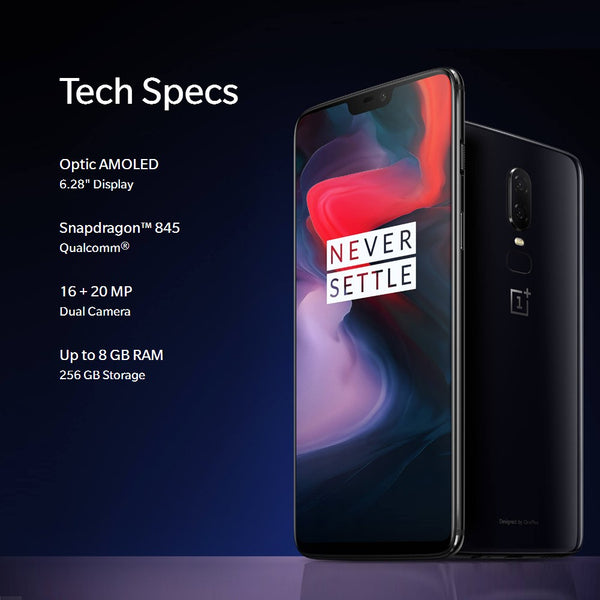 Original OnePlus 6 6.28-inch Notch Display 8GB 256GB Snapdragon Dual Camera Face Unlock Smartphone - Dash Plaz