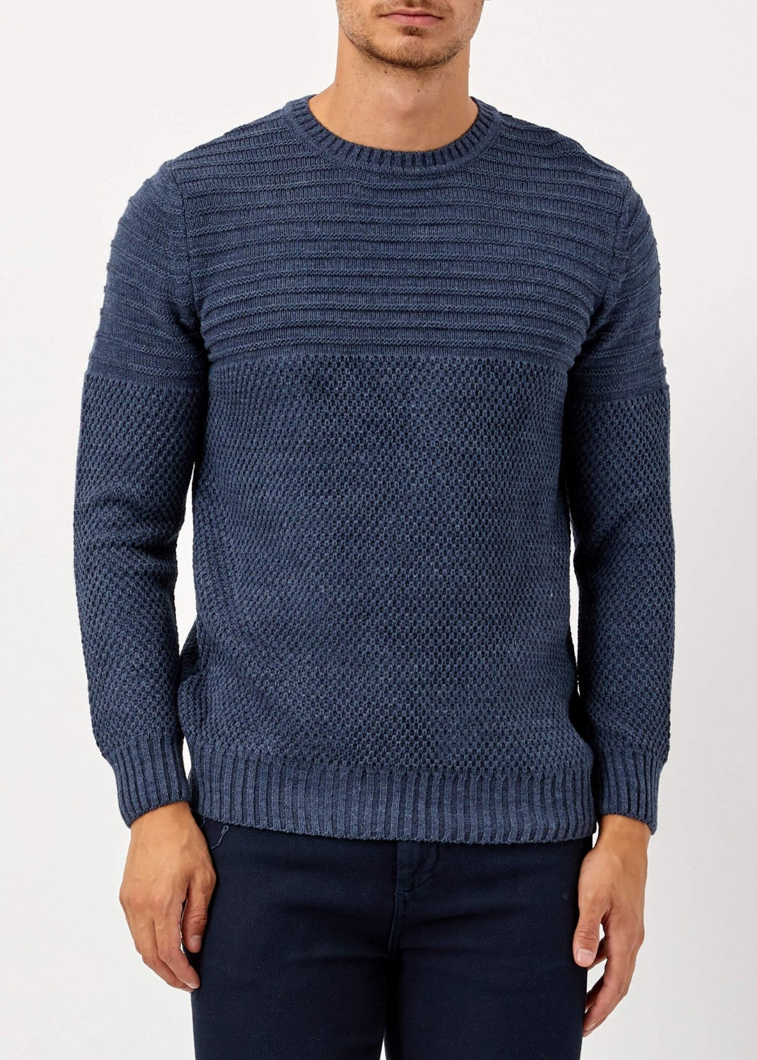 Men's Slim Fit Indigo Winter Pullover - Dash Plaz