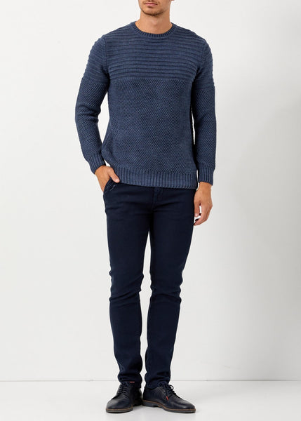 Men's Slim Fit Indigo Winter Pullover - Dash Plaz
