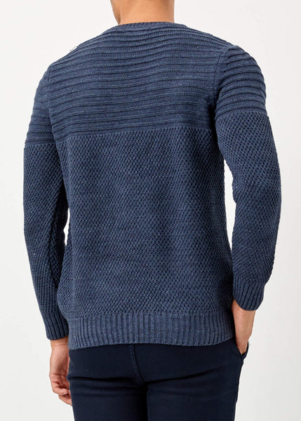 Men's Slim Fit Indigo Winter Pullover - Dash Plaz