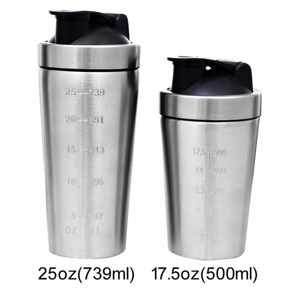 Stainless steel protein powder shaker blender water bottle - Dash Plaz