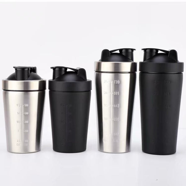 Stainless steel protein powder shaker blender water bottle - Dash Plaz