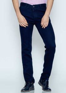 Men's Slim Fit Navy Blue Casual Pants - Dash Plaz