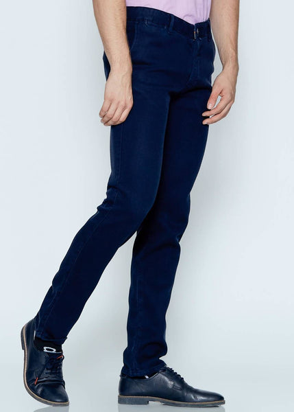 Men's Slim Fit Navy Blue Casual Pants - Dash Plaz