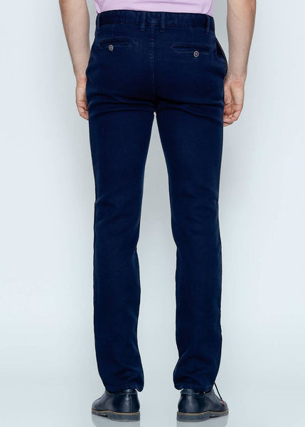 Men's Slim Fit Navy Blue Casual Pants - Dash Plaz